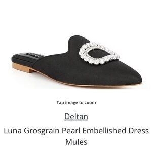 NIB, NWT DELTAN LUNA GROSGRAIN PEARL EMBELLISHED DRESS MULES, 8